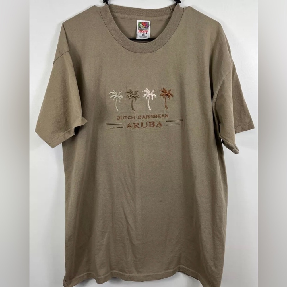 Vintage Dutch Caribbean Aruba Tshirt Vacation Tourist Travel  Beige Sz XL